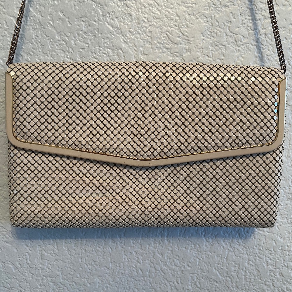 Vintage Beaded Crossbody or Clutch Tan Color Made in Hong Kong